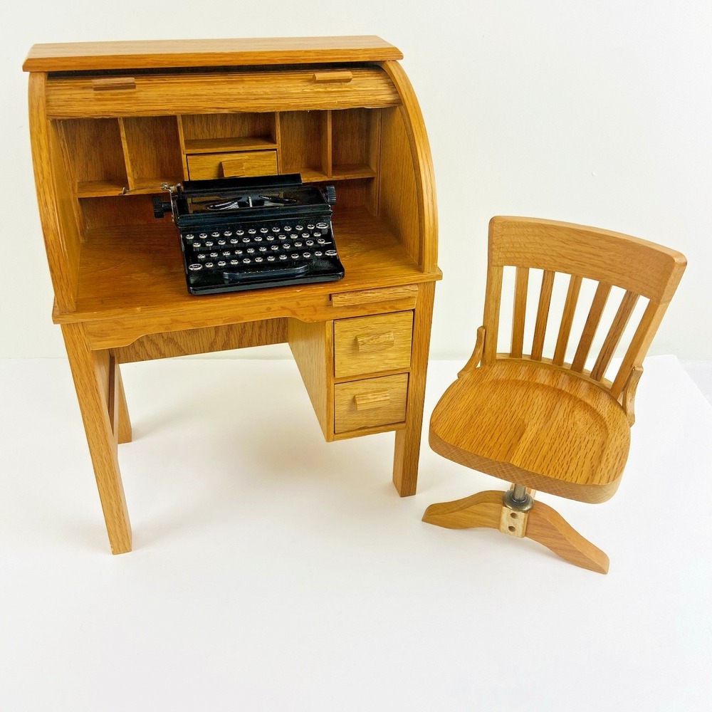 Retired American Girl Kit's Rolltop Desk and Swivel Chair Typewriter